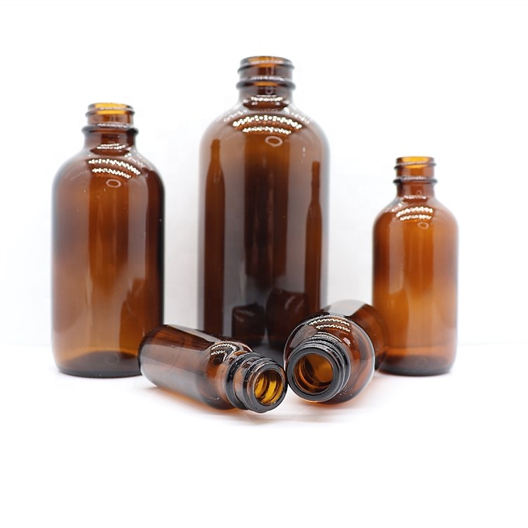 1oz Amber Boston Round Bottle 1/2oz Boston Glass Bottle 15ml 30ml 60ml 120ml For Liquid Medicine Packing