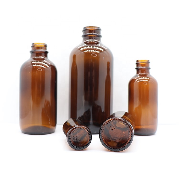 1oz Amber Boston Round Bottle 1/2oz Boston Glass Bottle 15ml 30ml 60ml 120ml For Liquid Medicine Packing