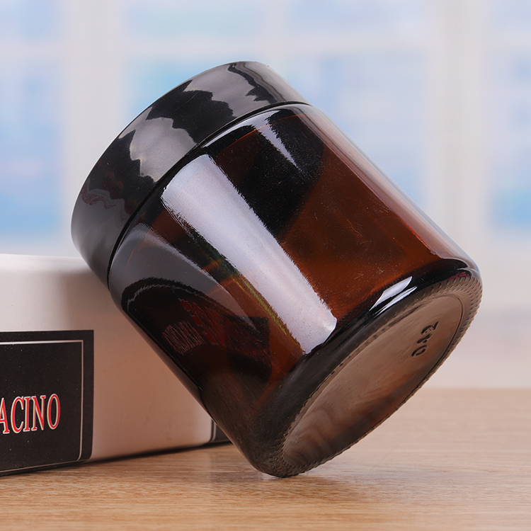 1oz Amber Straight Sided Glass Jar With Black Plastic Cap Lid Inner Liner