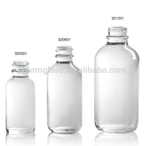 1oz Boston Round Glass Bottles : amber glass, cobalt blue glass bottle, & Flint glass bottle