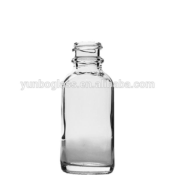 1oz. Clear Boston Round Glass Bottle With White Treatment Pump Dispensing