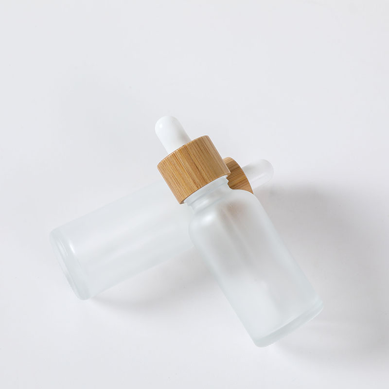 1oz Frosted bamboo dropper bottle glass essential oil bottle with bamboo dropper cap