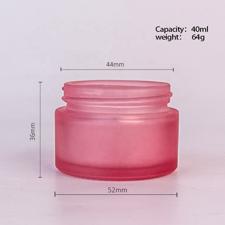 1oz Frosted pink cosmetic jar glass cream jar container with silver lid