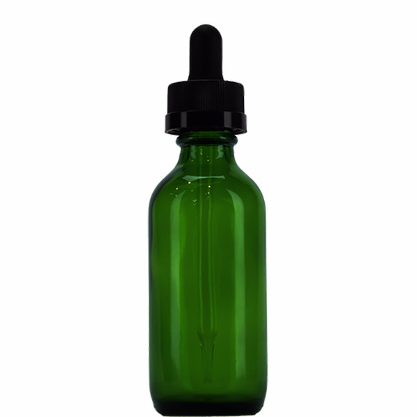 1oz Green Glass UV Resistant 30ml Boston Round Bottles with Glass Eye Droppers for Essential Oil
