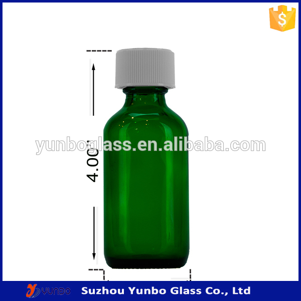 1oz Green Glass UV Resistant 30ml Boston Round Bottles with Glass Eye Droppers for Essential Oil