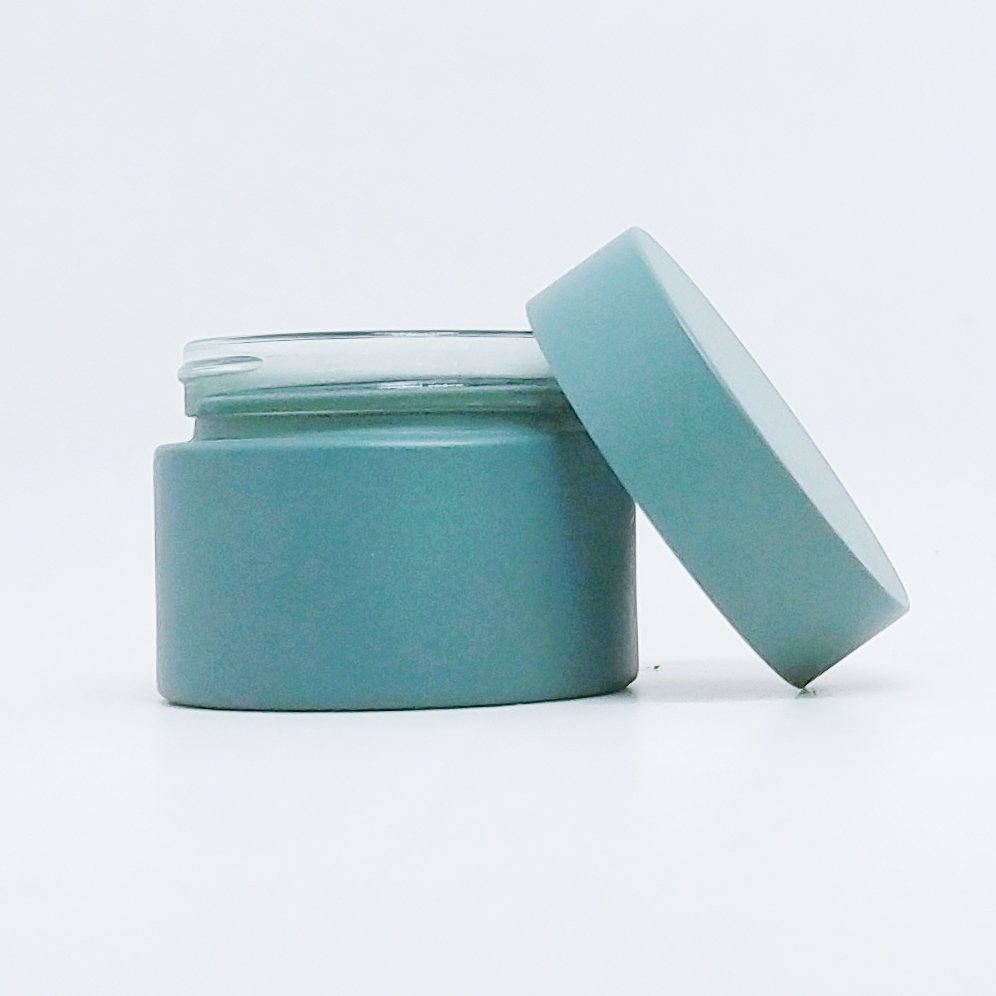 1oz Moisturizer Glass Luxury Jar 5g 10g 20g 30g 50g 100g 200g gradient frosted green colored glass cream jar with white lid