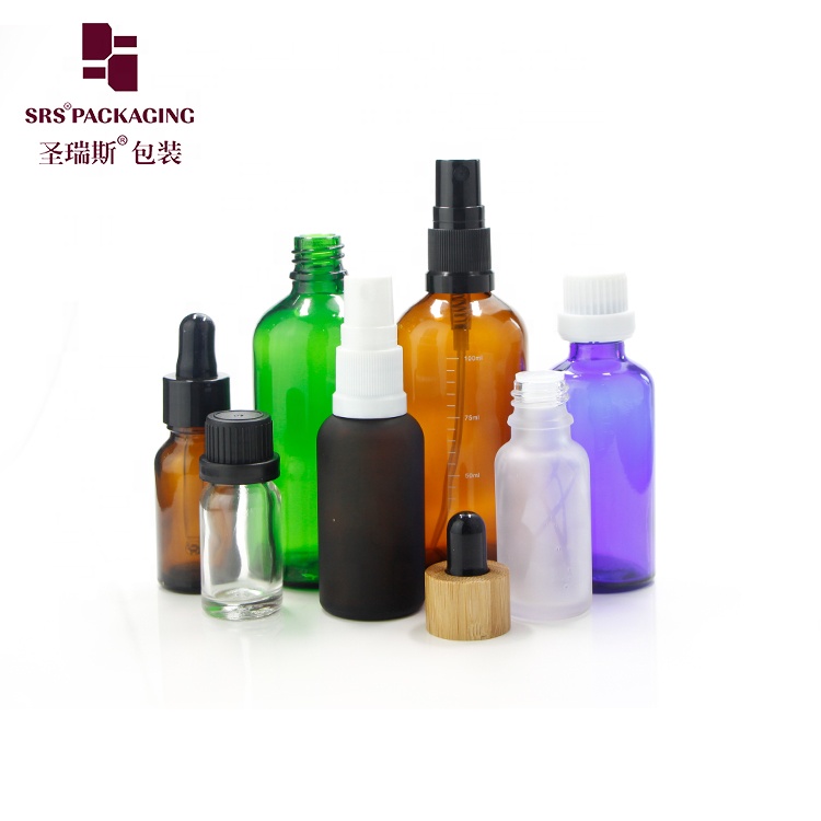 1oz amber glass mist bottle 30ml white and black spray pump top cosmetic packaging