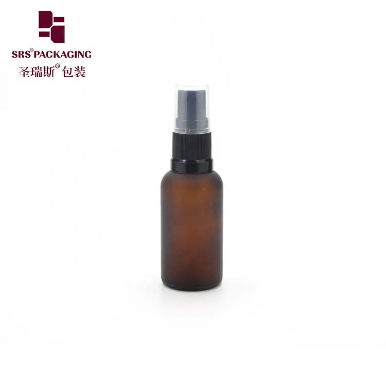 1oz amber glass mist bottle 30ml white and black spray pump top cosmetic packaging