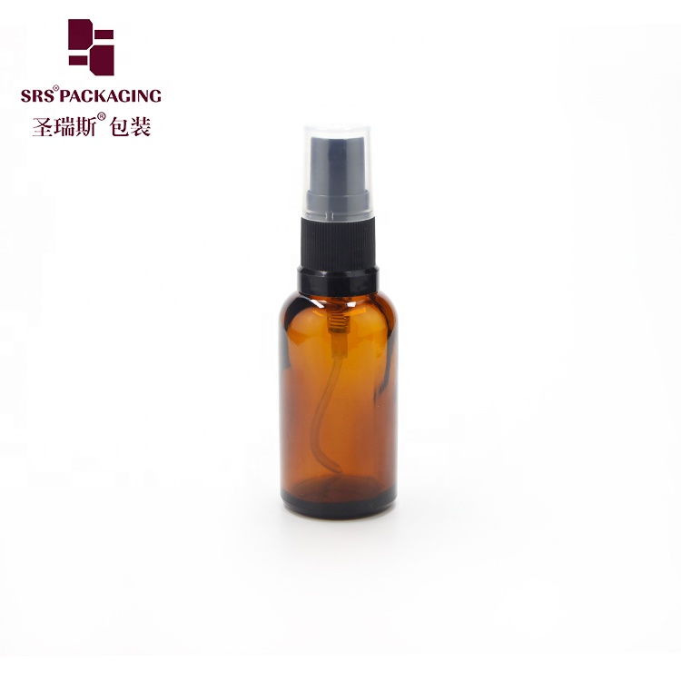 1oz amber glass mist bottle 30ml white and black spray pump top cosmetic packaging
