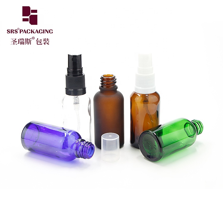 1oz amber glass mist bottle 30ml white and black spray pump top cosmetic packaging