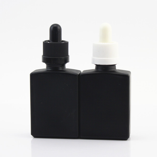 1oz black frosted rectangle glass dropper bottle,30ml matte black glass dropper bottle with childproof cap for essential oil