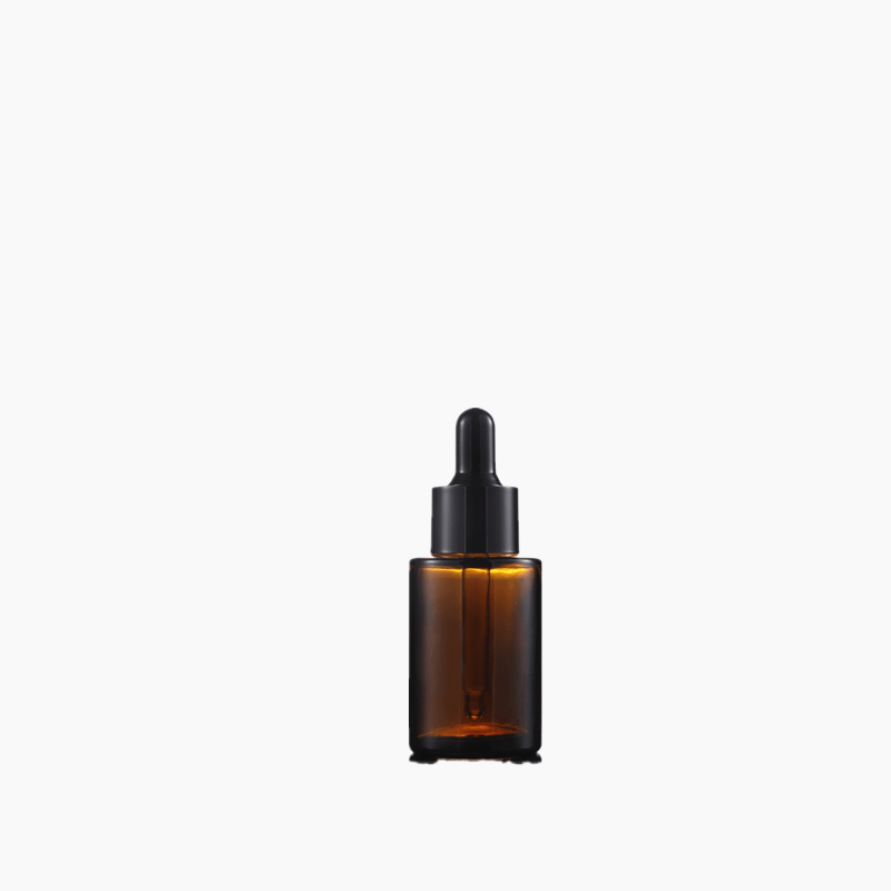 1oz clear/amber perfume serum square shoulder round shape glass dropper bottle for cosmetic packaging