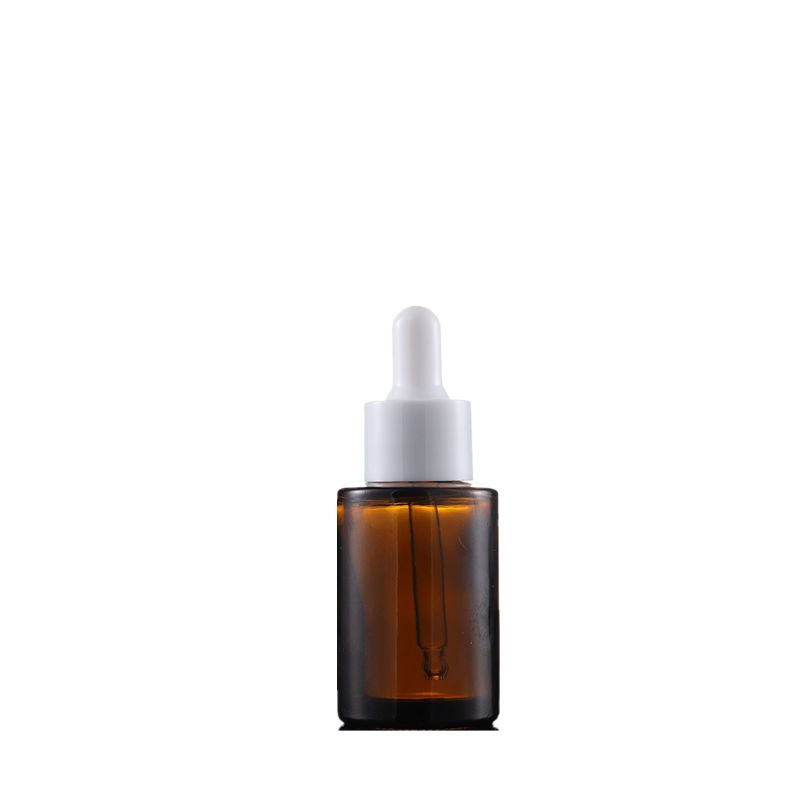 1oz clear/amber perfume serum square shoulder round shape glass dropper bottle for cosmetic packaging