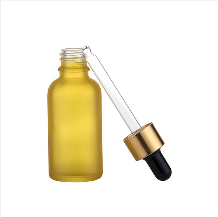 1oz clear frozen glass bottle 30ml matte black frosted essential oil dropper bottle