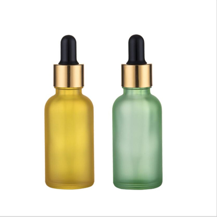 1oz clear frozen glass bottle 30ml matte black frosted essential oil dropper bottle