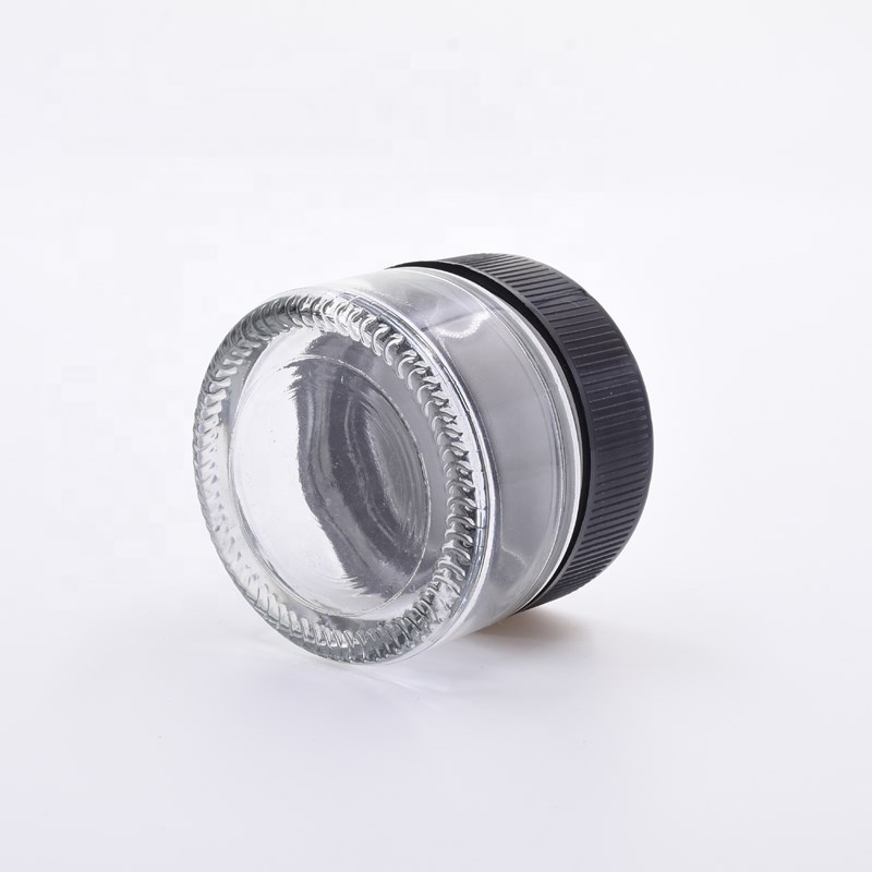 1oz clear round flower packaging kush hemp cosmetic weed jars cbd candle holder child resistant glass jar with child proof lid