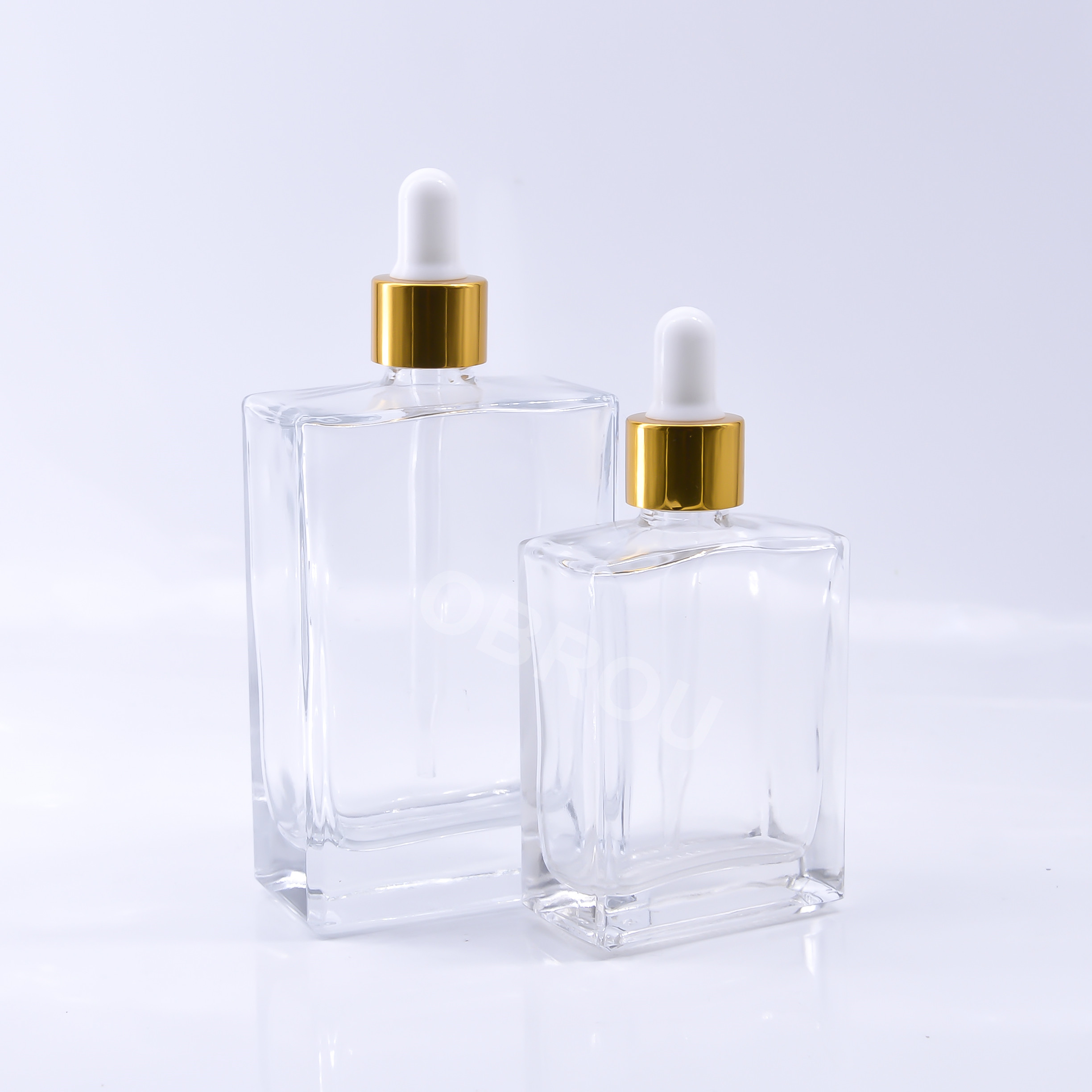 1oz clear square attar glass bottle with dropper