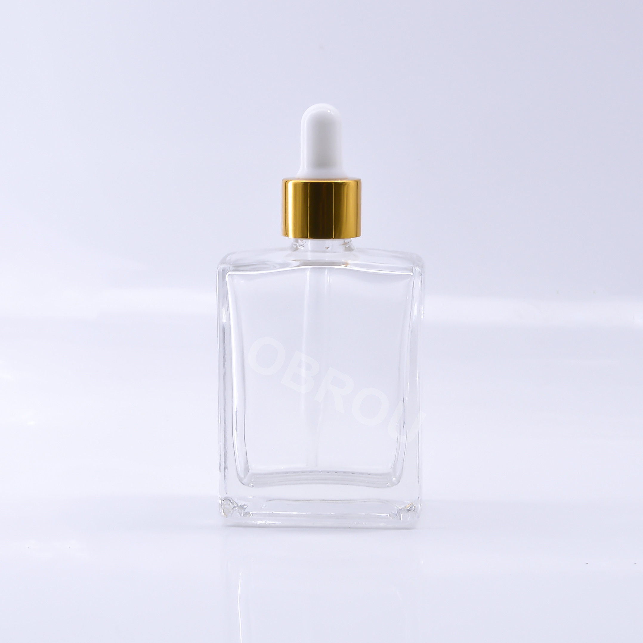 1oz clear square attar glass bottle with dropper