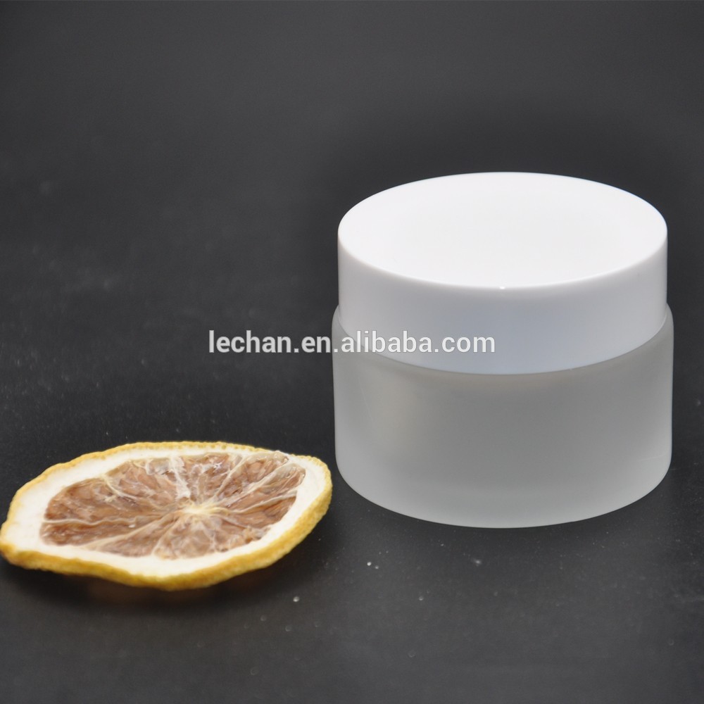 1oz cosmetic packaging cream soap mini glass jar clear frosted with plastic lid