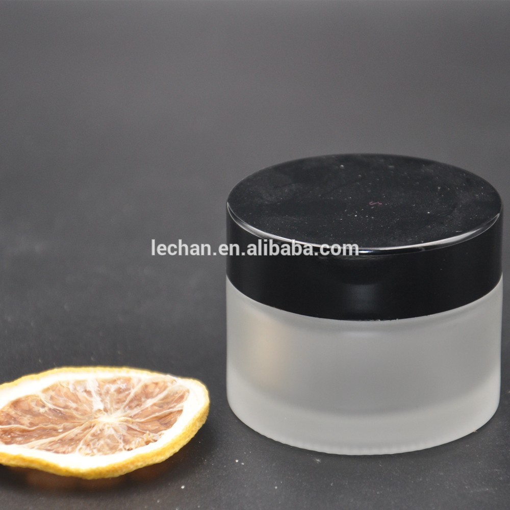 1oz cosmetic packaging cream soap mini glass jar clear frosted with plastic lid