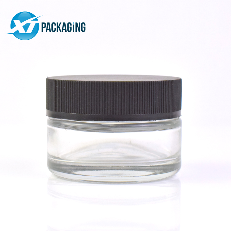 1oz custom logo child resistant child proof container glass jar printed lid hemp jars packaging