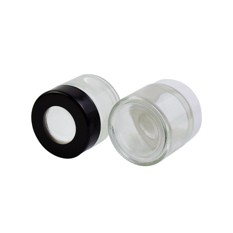 1oz custom logo child resistantl Magnifying lid proof container glass jar printed lid hemp jar packaging