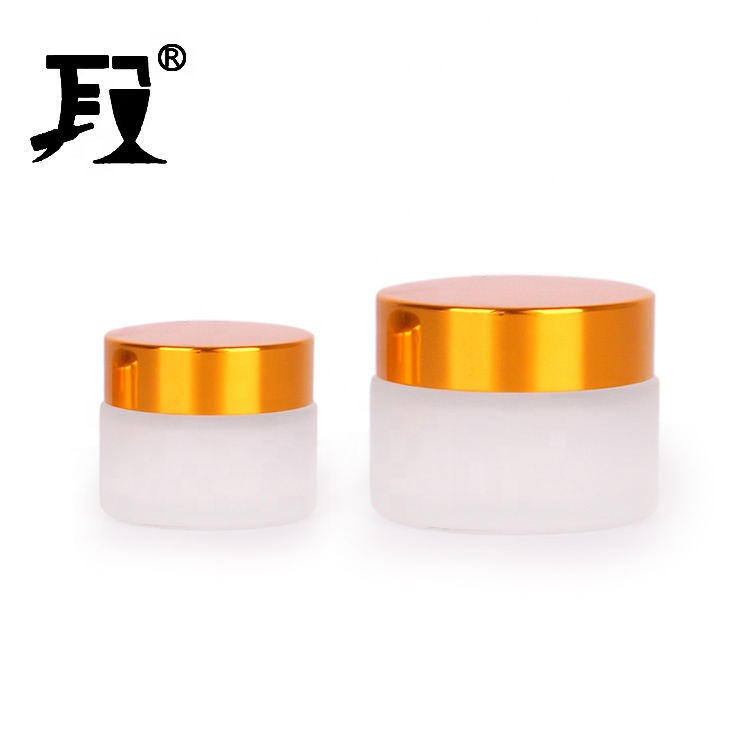 1oz frosted cream glass jars with golden lids glass jar