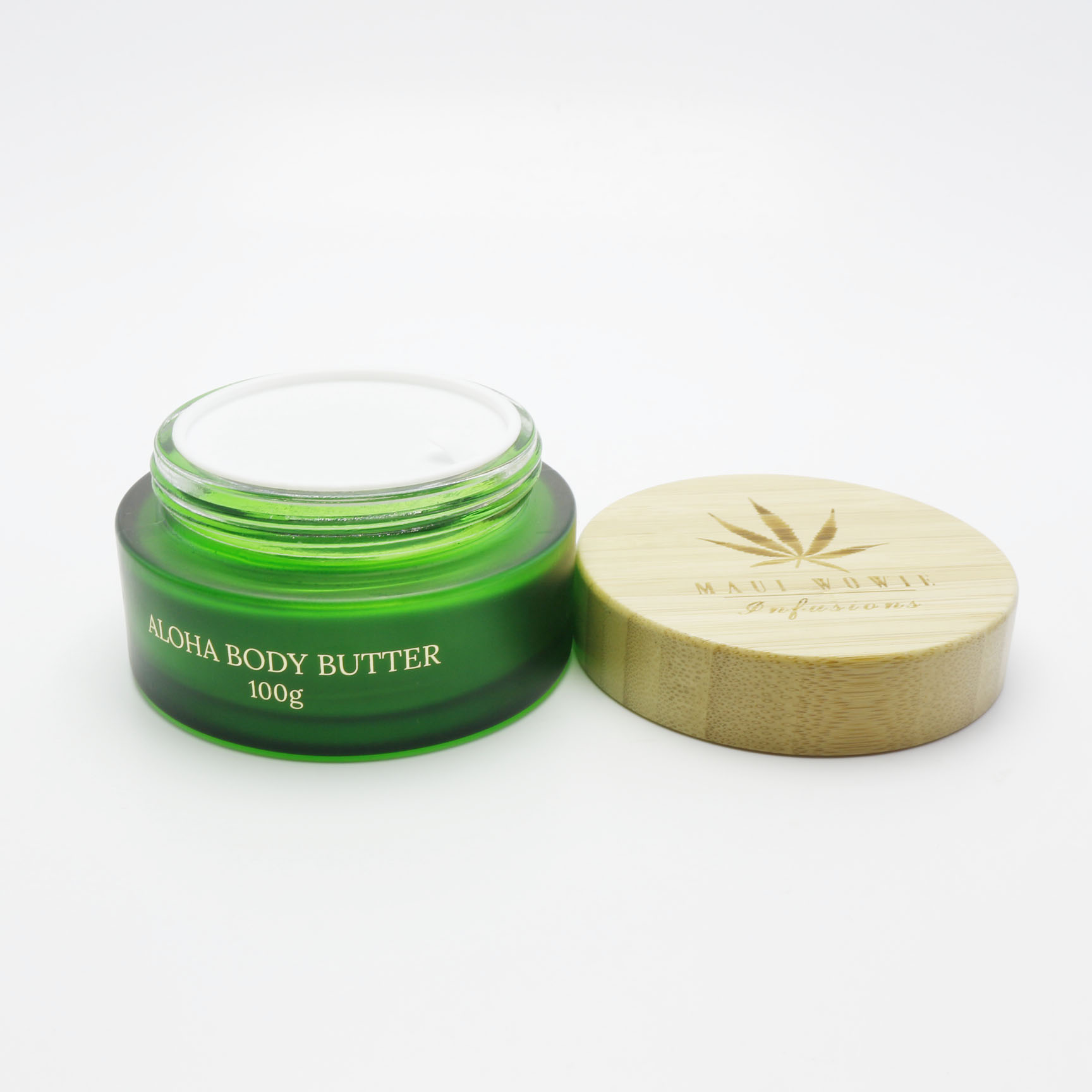 1oz frosted green glass jars with bamboo lids GJ-253K