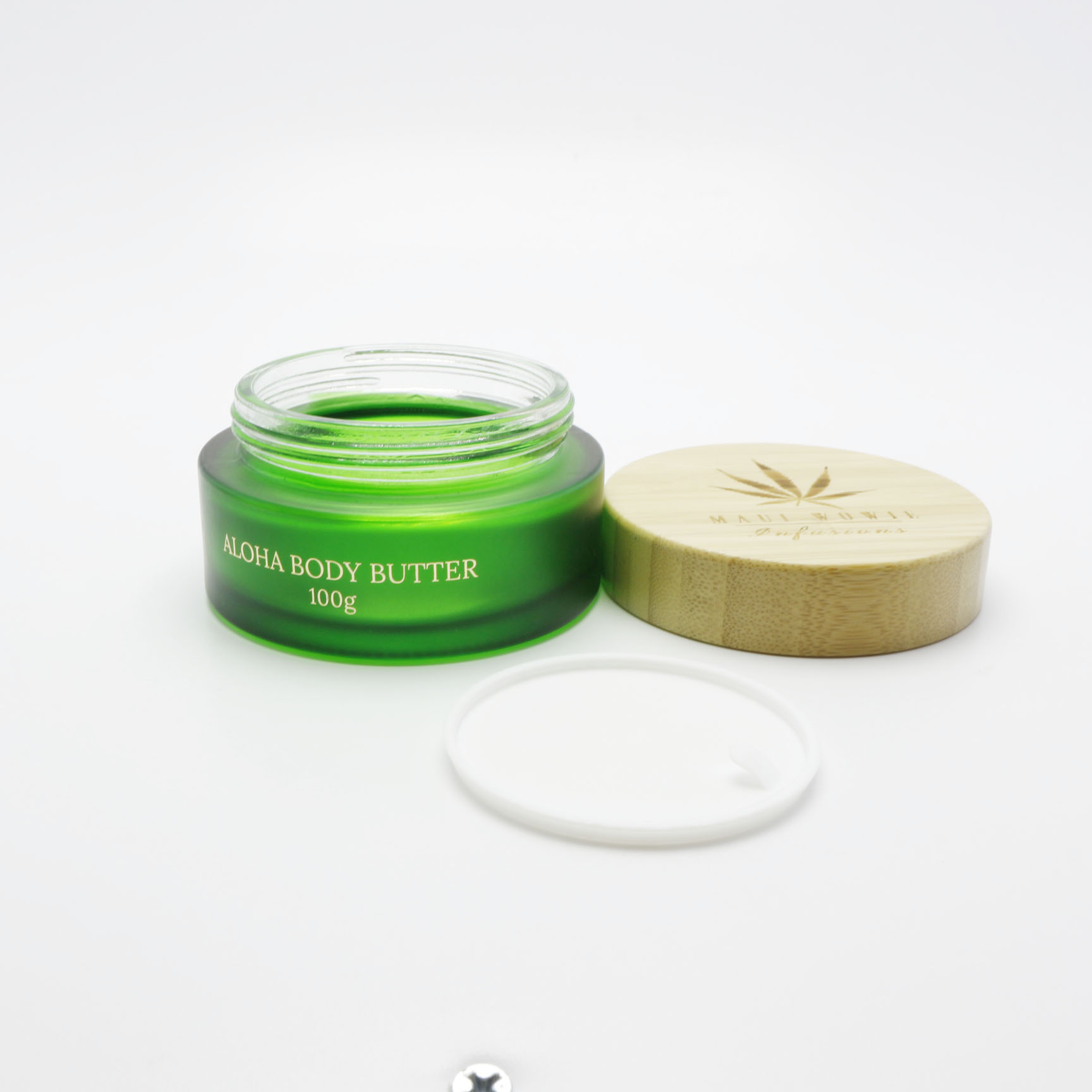 1oz frosted green glass jars with bamboo lids GJ-253K