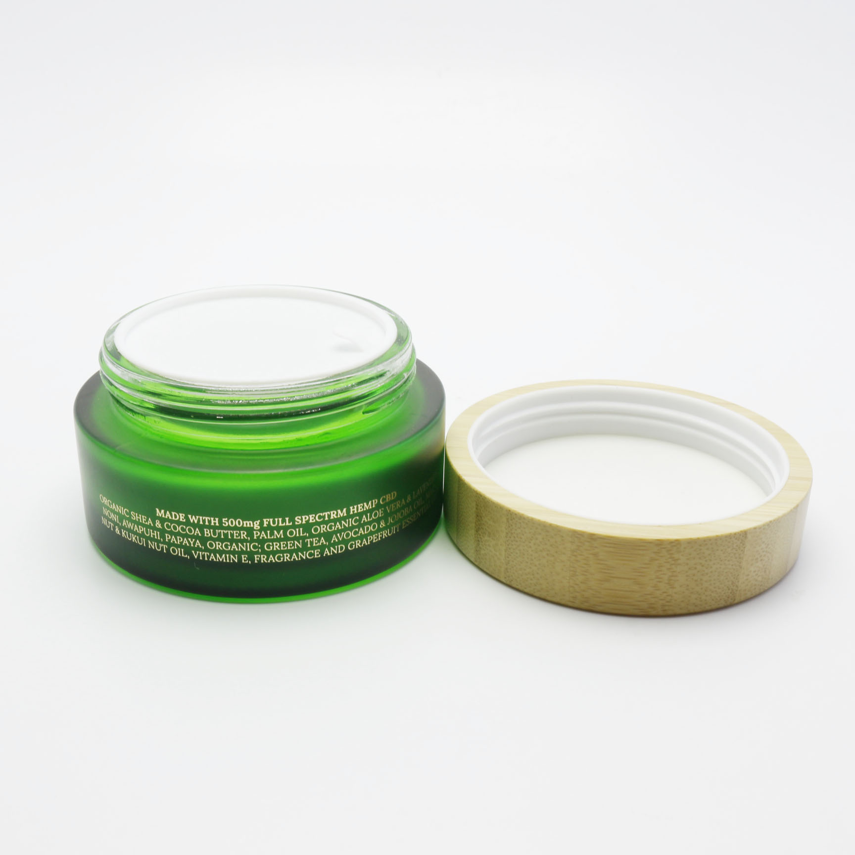 1oz frosted green glass jars with bamboo lids GJ-253K