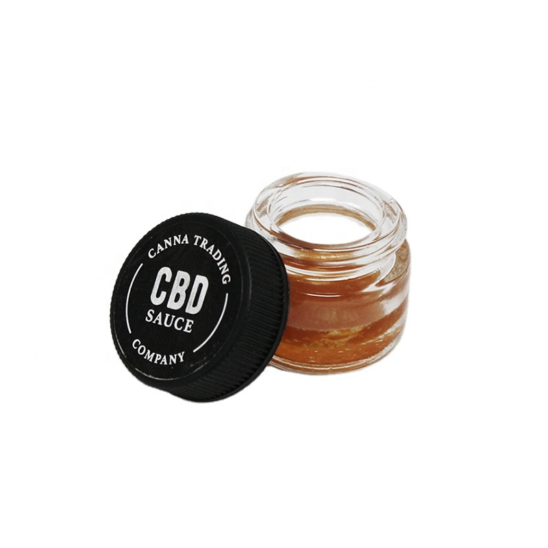 1oz glass jar for CBD flower terp sauce and kief glass jar child resistant lid custom stickers and labels