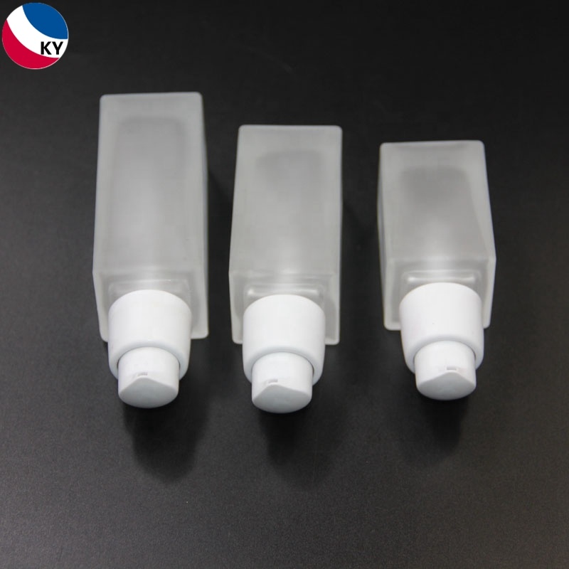 1oz glass pump bottle cosmetic square frosted glass foundation bottle