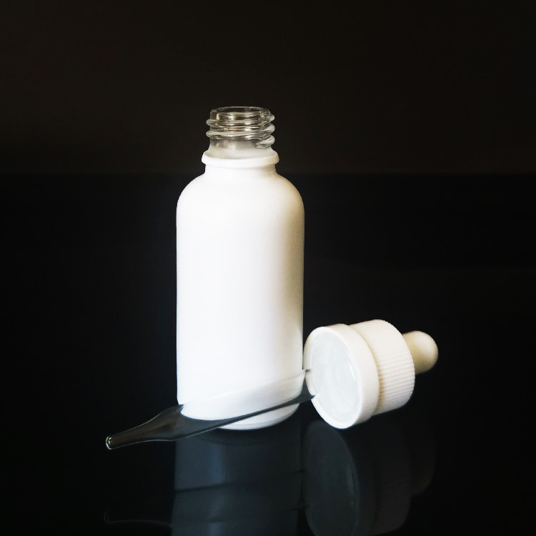 1oz matte white glass dropper bottle childproof, snowy white glass dropper bottle 30ml e-liquid from China manufacturers