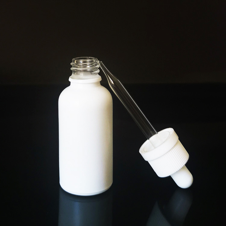 1oz matte white glass dropper bottle childproof, snowy white glass dropper bottle 30ml e-liquid from China manufacturers