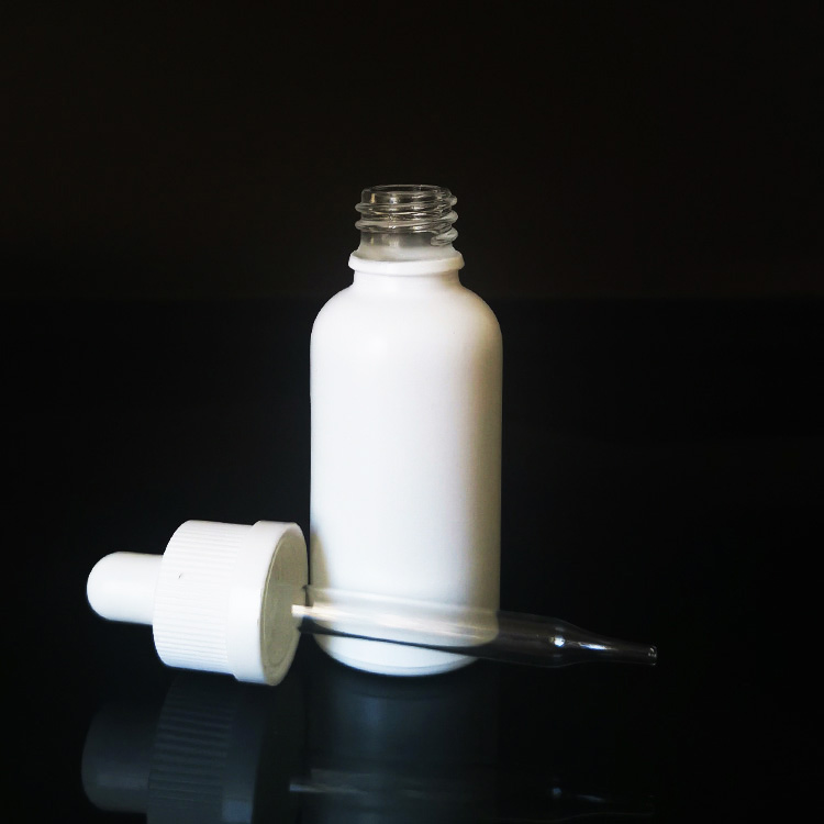 1oz matte white glass dropper bottle childproof, snowy white glass dropper bottle 30ml e-liquid from China manufacturers