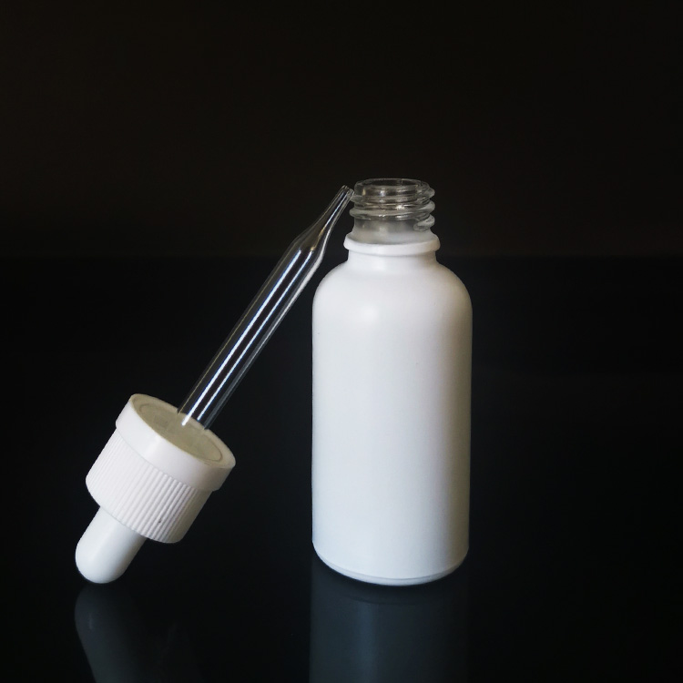 1oz matte white glass dropper bottle childproof, snowy white glass dropper bottle 30ml e-liquid from China manufacturers