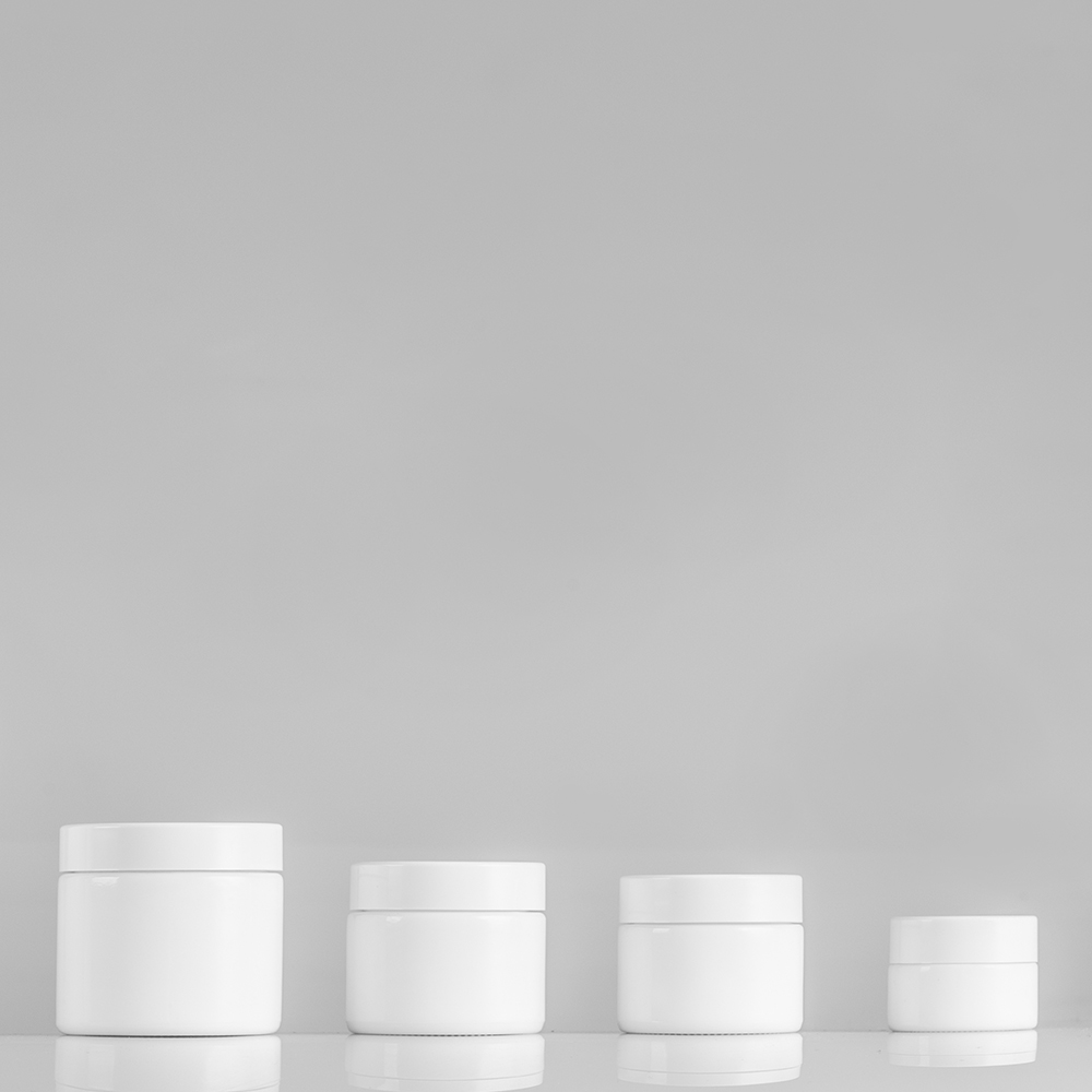 1oz opal white glass eye cream jar with plastic lid for skin care