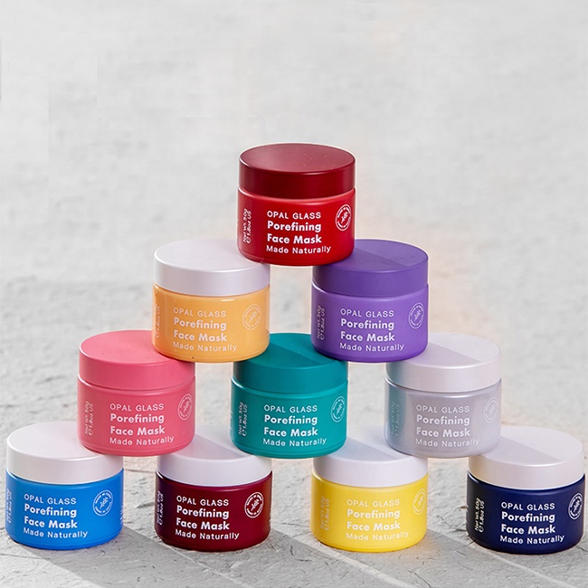 1oz opal white glass eye cream jar with plastic lid for skin care