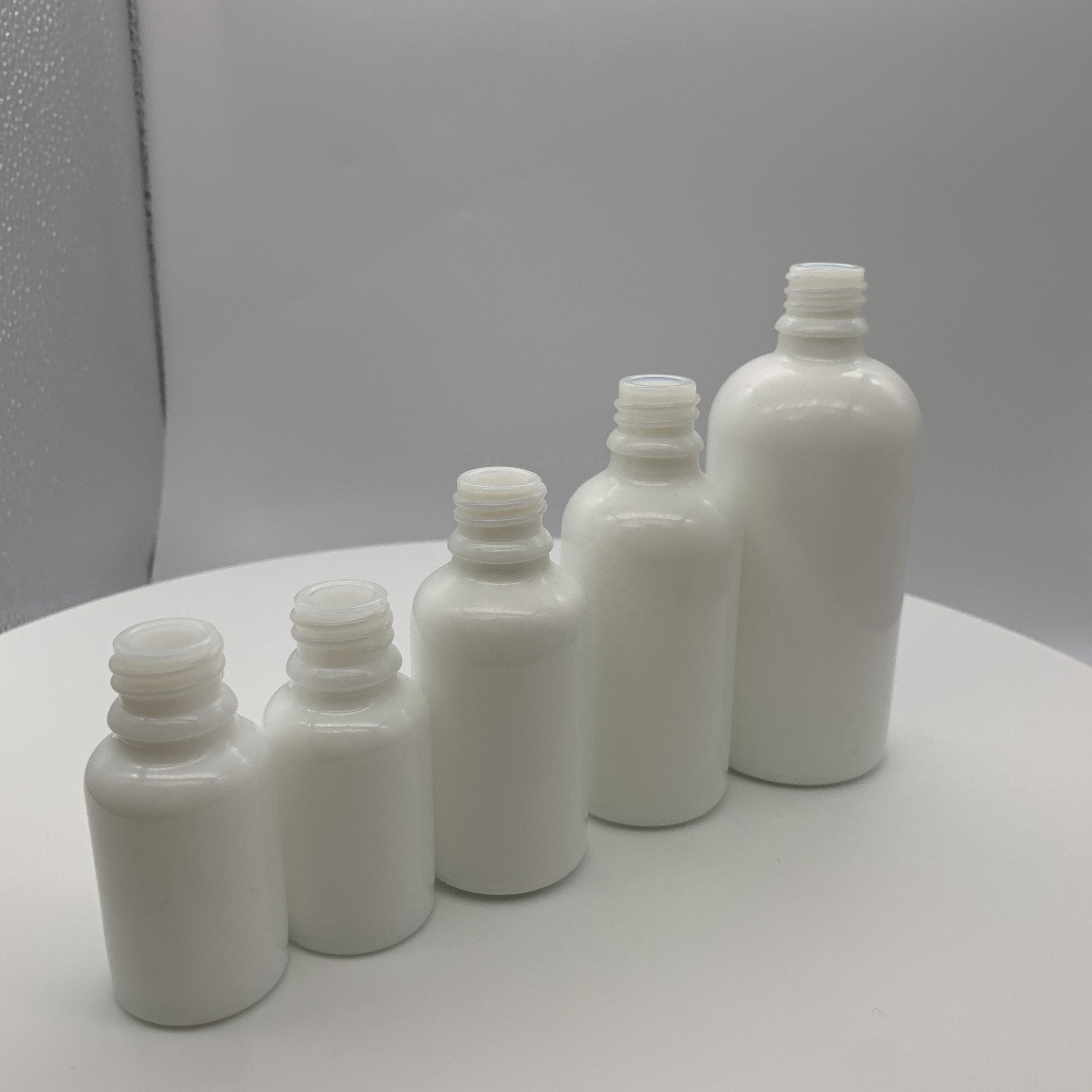 1oz opal white porcelain round serum bottles