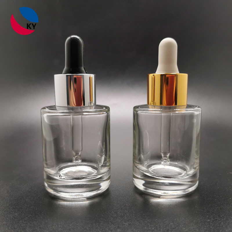 1oz round shape flat shoulder essential oil bottle dropper glass bottle