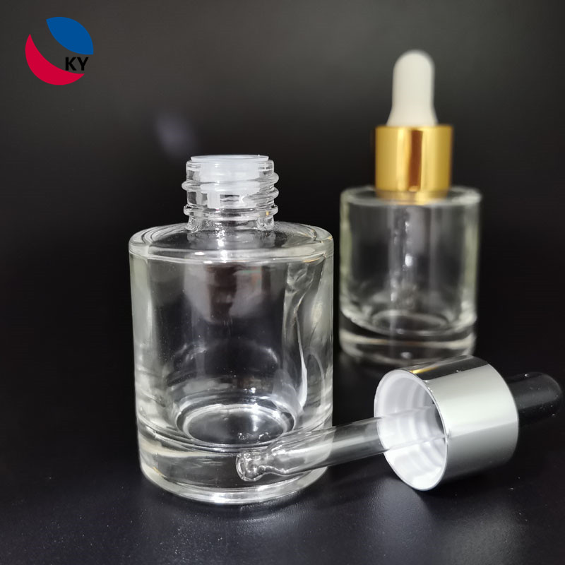 1oz round shape flat shoulder essential oil bottle dropper glass bottle