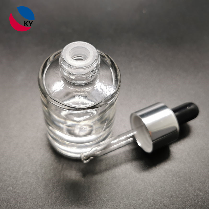 1oz round shape flat shoulder essential oil bottle dropper glass bottle