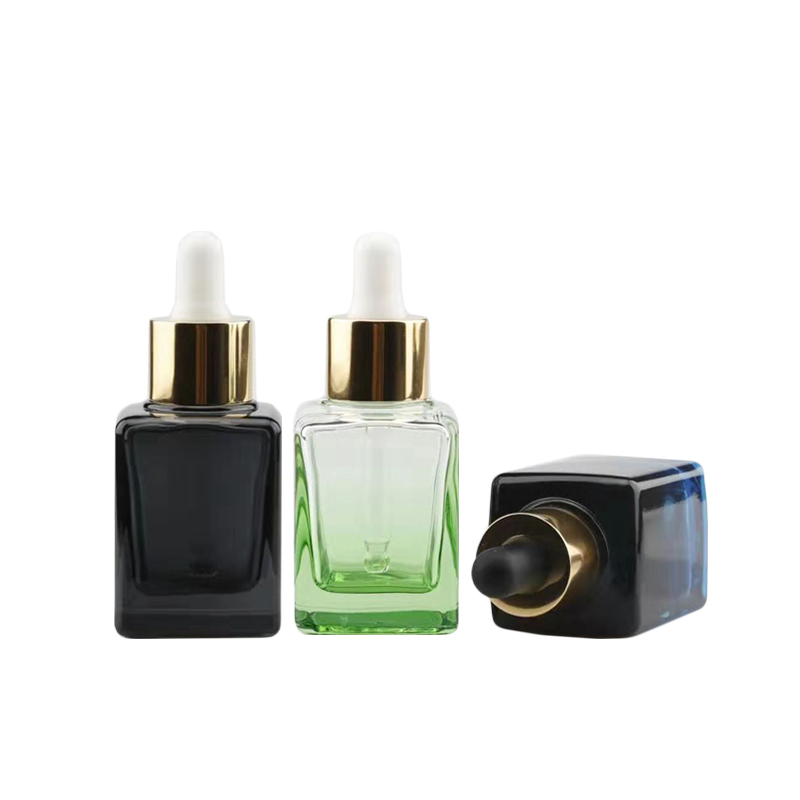 1oz square white cosmetic glass dropper bottle 30ml rectangular essential oil beard oil bottles