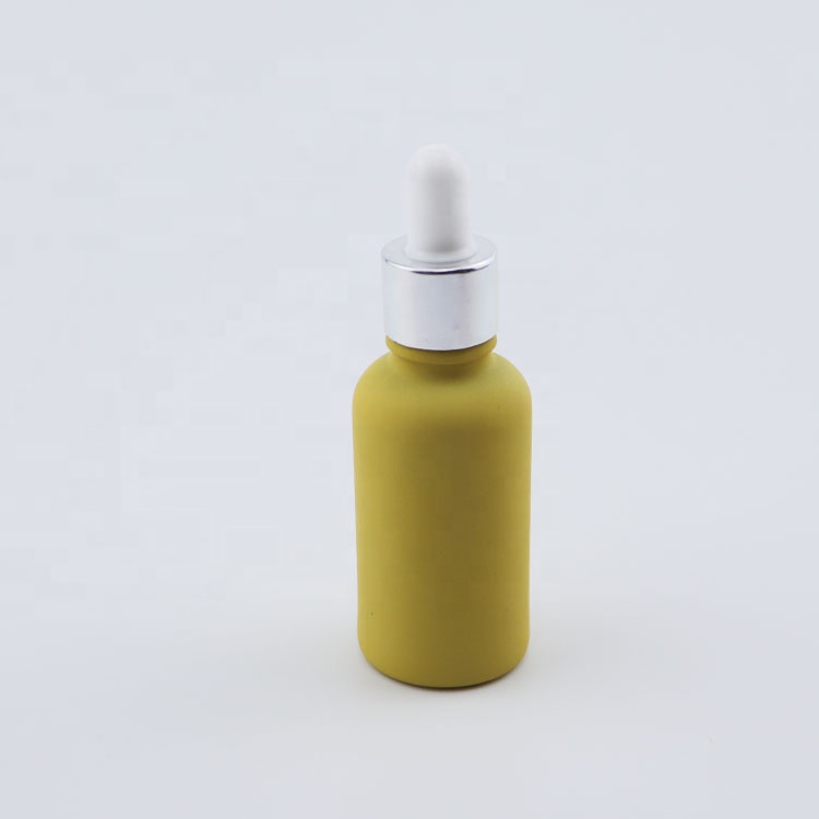 1oz tincture oil bottles cosmetic frosted red glass bottle 30ml with silver dropper cap