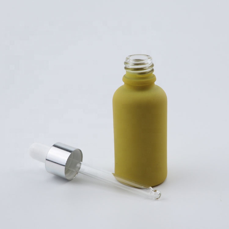 1oz tincture oil bottles cosmetic frosted red glass bottle 30ml with silver dropper cap