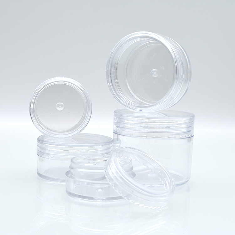 2 2.5 3 5 10 20 25 30 15 gram 2ml 3ml 5ml 2.5ml 10ml 15ml 20ml 30ml 25ml 25 g PS container clear plastic cosmetic jar with lid