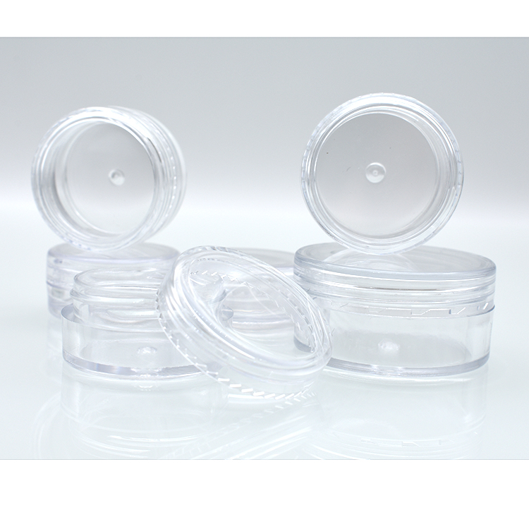 2 2.5 3 5 10 20 25 30 15 gram 2ml 3ml 5ml 2.5ml 10ml 15ml 20ml 30ml 25ml 25 g PS container clear plastic cosmetic jar with lid