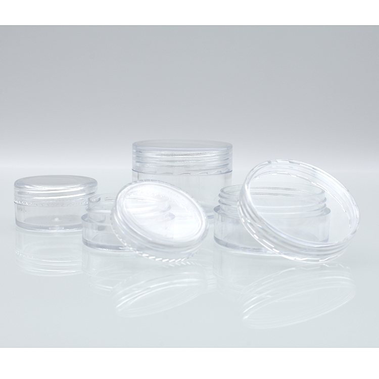 2 2.5 3 5 10 20 25 30 15 gram 2ml 3ml 5ml 2.5ml 10ml 15ml 20ml 30ml 25ml 25 g PS container clear plastic cosmetic jar with lid