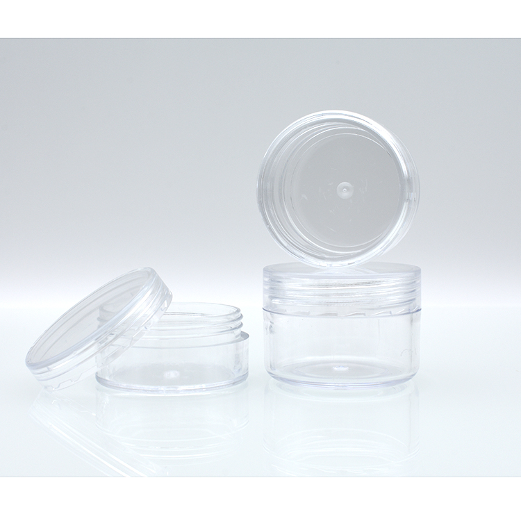 2 2.5 3 5 10 20 25 30 15 gram 2ml 3ml 5ml 2.5ml 10ml 15ml 20ml 30ml 25ml 25 g PS container clear plastic cosmetic jar with lid