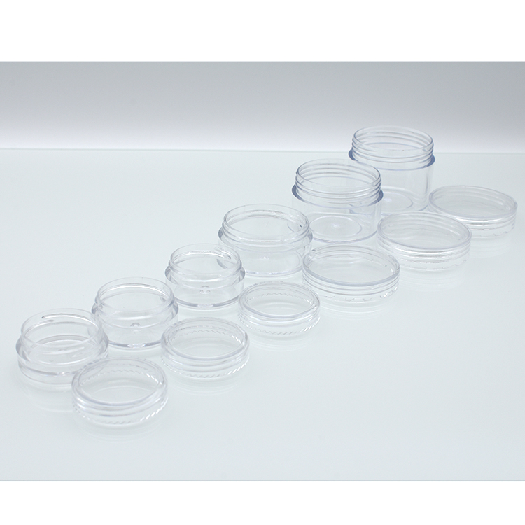 2 2.5 3 5 10 20 25 30 15 gram 2ml 3ml 5ml 2.5ml 10ml 15ml 20ml 30ml 25ml 25 g PS container clear plastic cosmetic jar with lid
